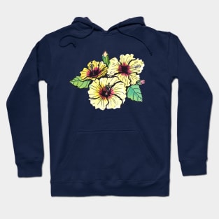 Vibrant Yellow Hibiscus Flower Hoodie